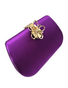BOLSOS FIESTA MORADOS SEDOSOS CON CIERRE FLOR | BOLSOS INVITADA MADRINA BODAS