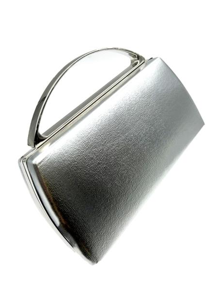 BOLSOS BODA PLATEADOS METALIZADOS CON ASA RIGIDA | BOLSOS DE FIESTA
