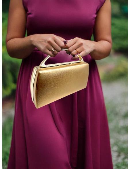 BOLSOS BODA ORO ROSAS METALIZADOS CON ASA RIGIDA | BOLSOS DE FIESTA