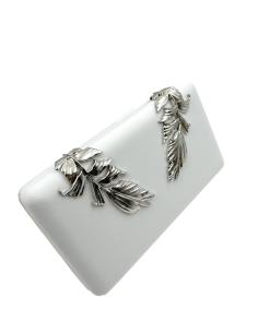 BOLSOS BODA GRISES PERLA DECORACION CHIC DE HOJAS | CLUTCH FIESTA