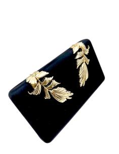 BOLSOS BODA NEGROS CON DECORACION CHIC DE HOJAS | CLUTCH FIESTA