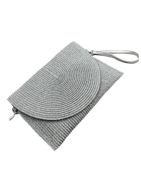 BOLSOS PLATEADOS CARTERA BAUTIZO Y BODA TIPO RAFIA | BOLSOS FIESTA PARA VERANO
