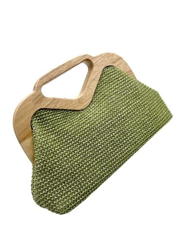 BOLSOS BODA ESTILO RAFIA VERDES CON ASA MADERA | BOLSOS BODA