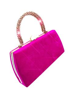 BOLSOS FUCSIAS DE FIESTA CON ASA DE MANO CRISTAL | CLUTCH BODA