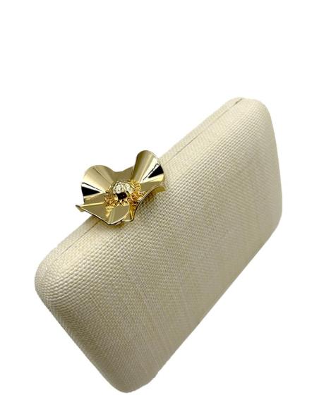 BOLSOS BEIGE IDEAL BODAS VERANO CON CIERRE DE FLOR | BOLSOS INVITADA