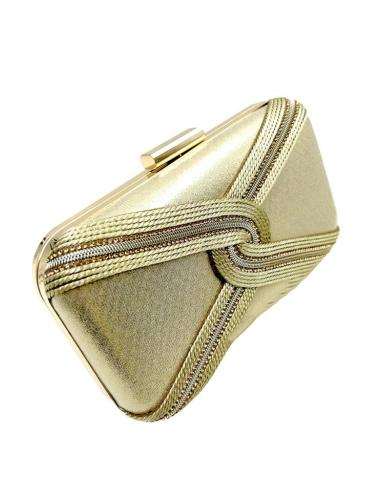 BOLSOS INVITADA DORADOS CON NUDO CORDON Y CRISTAL | BOLSOS BODA Y FIESTA