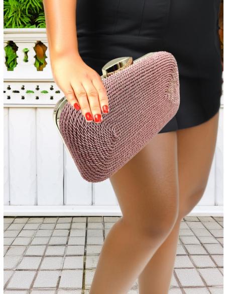 BOLSOS ROSAS CLUTCH DE CORDON IDEAL BODAS | BOLSOS INVITADA