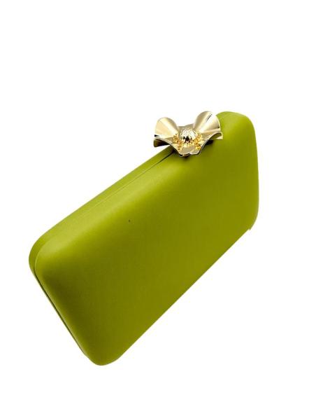 BOLSOS BODA VERDES OLIVA CON CIERRE DE FLOR | BOLSOS INVITADA BODAS