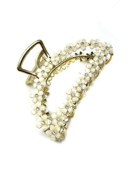 PINZAS DE MUJER PARA EL PELO CON FLORES BLANCAS | ACCESORIOS MUJER CABELLO