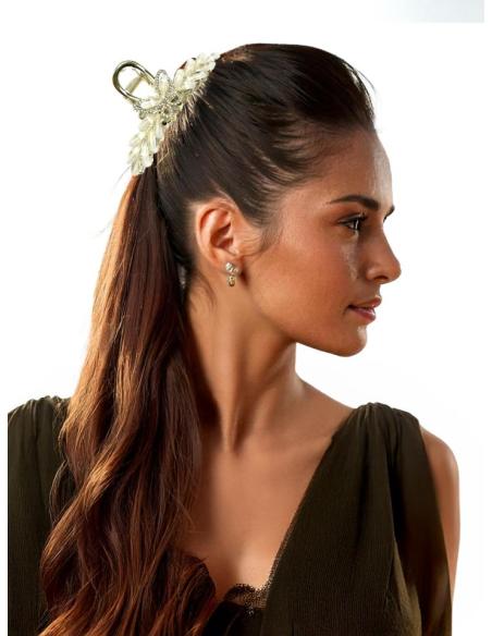 PINZAS DE MUJER PARA EL PELO BLANCAS CON MARIPOSAS | ACCESORIOS CABELLO