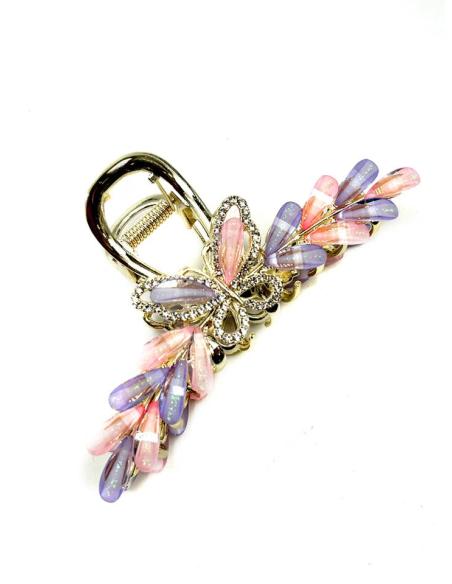 PINZAS MUJER DE PELO ROSAS Y LILAS CON MARIPOSAS | ACCESORIOS CABELLO
