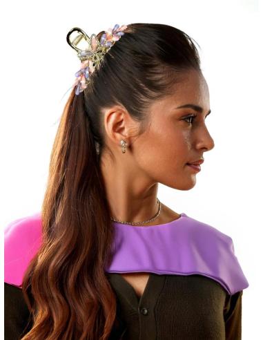 PINZAS MUJER DE PELO ROSAS Y LILAS CON MARIPOSAS | ACCESORIOS CABELLO
