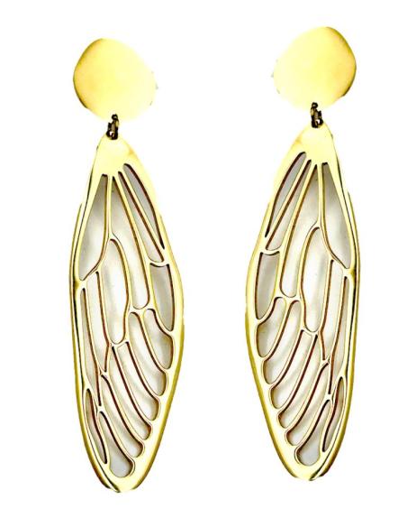 PENDIENTES LARGOS DORADOS ALAS DE MARIPOSA | JOYAS ONLINE