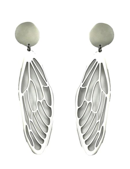 PENDIENTES LARGOS PLATEADOS ALAS DE MARIPOSA | JOYAS ONLINE