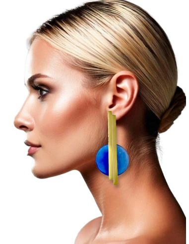 PENDIENTES DE MUJER AZULES Y DORADOS DE PIEDRA | JOYAS MODA