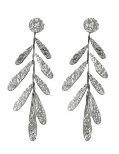 PENDIENTES MUJER PLATEADOS LARGOS CON HOJAS | JOYAS ONLINE