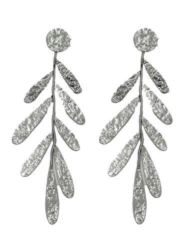 PENDIENTES MUJER PLATEADOS LARGOS CON HOJAS | JOYAS ONLINE