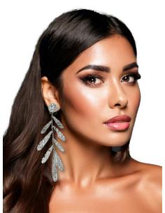 PENDIENTES MUJER PLATEADOS LARGOS CON HOJAS | JOYAS ONLINE 2