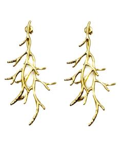 PENDIENTES MUJER DORADOS LARGOS RAMA CORAL | ACCESORIOS UNICOS