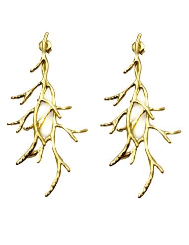 PENDIENTES MUJER DORADOS LARGOS RAMA CORAL | ACCESORIOS UNICOS