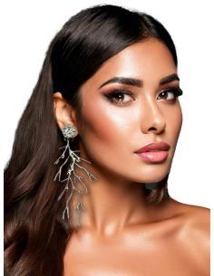 PENDIENTES MUJER PLATEADOS RAMA CORAL GRANDE | COMPLEMENTOS UNICOS 2