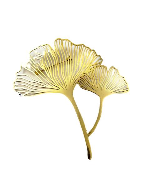 BROCHES MUJER DORADOS ELEGANTES GINKGO BILOBA | ACCESORIOS BODA