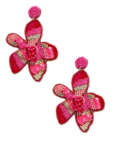 PENDIENTES LARGOS DE INVITADA BODA FLORES FUCSIAS | PENDIENTES MUJER
