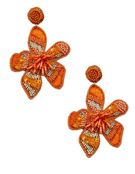 PENDIENTES LARGOS INVITADA BODA FLORES NARANJAS | PENDIENTES MUJER