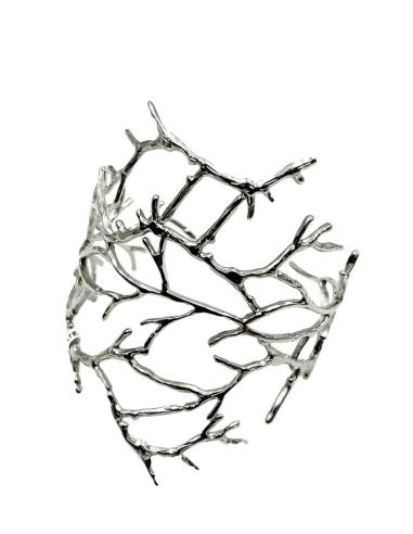 PULSERAS MUJER PLATEADAS CALADO RAMA CORAL | COMPLEMENTOS BODAS