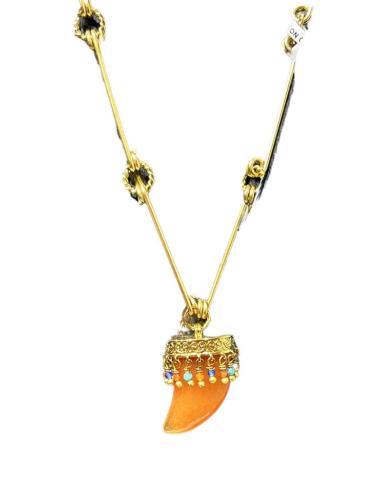 COLLARES MUJER DORADOS CON COLMILLOS NARANJAS | CUERNOS DE PIEDRA