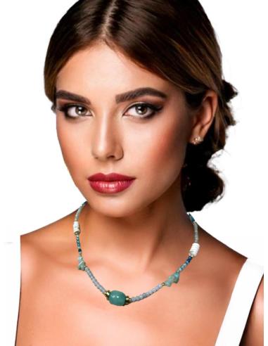 COLLARES MUJER DE PIEDRAS AZULES Y TURQUESAS | JOYAS ACERO