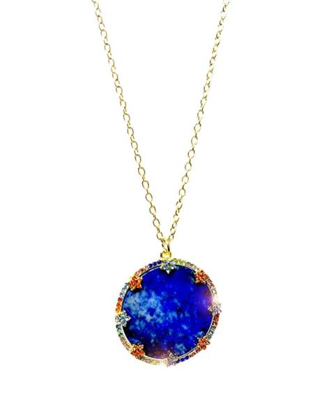 COLLARES LARGOS DORADOS Y COLGANTE PIEDRA AZUL | JOYAS PARA MUJER
