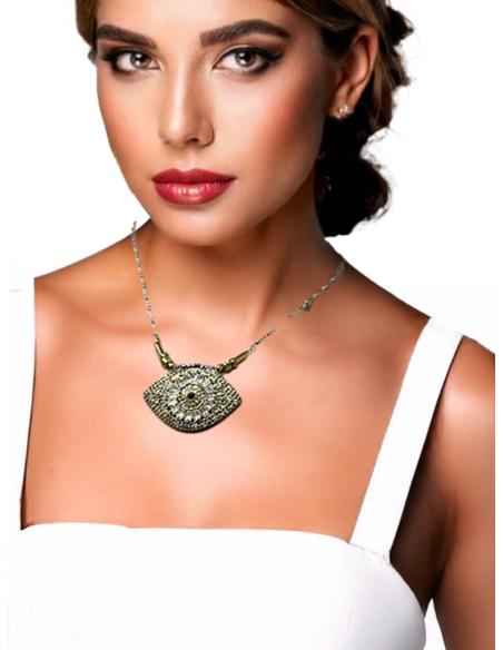 COLLARES MUJER AZULES CORTOS OJO DE LA SUERTE | JOYAS DE ACERO