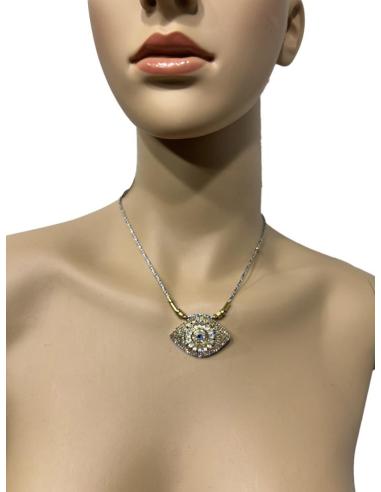 COLLARES MUJER AZULES CORTOS OJO DE LA SUERTE | JOYAS DE ACERO