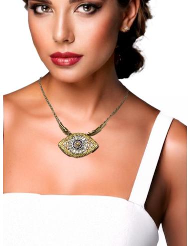 COLLARES MUJER NARANJAS CORTOS OJO DE LA SUERTE | JOYAS DE ACERO