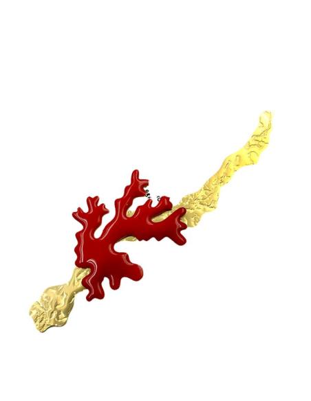BROCHES ROJOS Y DORADOS CON RAMITA DE CORAL | ACCESORIOS MUJER