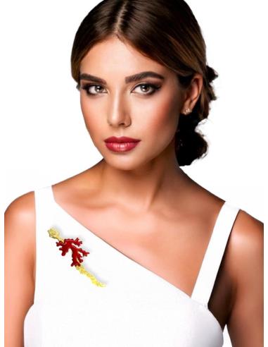 BROCHES ROJOS Y DORADOS CON RAMITA DE CORAL | ACCESORIOS MUJER