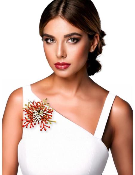 BROCHES ROJOS CORAL Y BLANCOS DE MUJER CON CORALES | JOYAS UNICAS