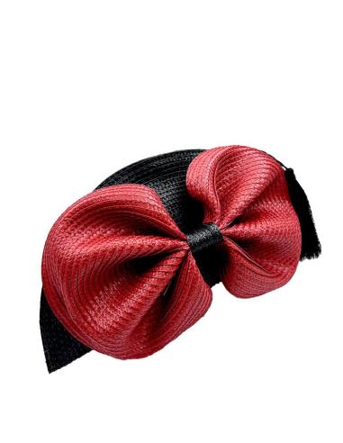 BOLSOS ROJOS Y NEGROS ABANICO LAZO RAFIA DE BODA | BOLSOS INVITADA