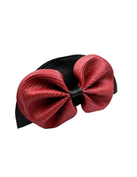 BOLSOS ROJOS Y NEGROS ABANICO LAZO RAFIA DE BODA | BOLSOS INVITADA