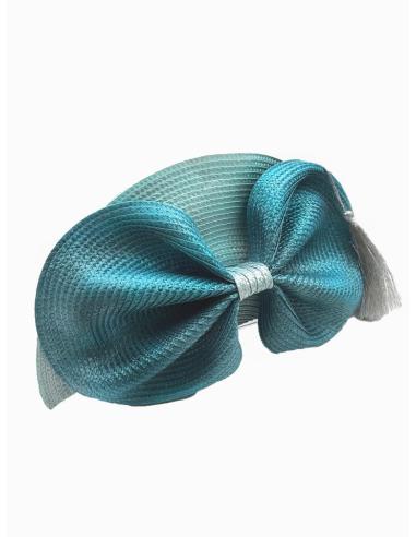 BOLSOS AZULES ABANICO LAZO RAFIA DE BODA | BOLSOS INVITADA