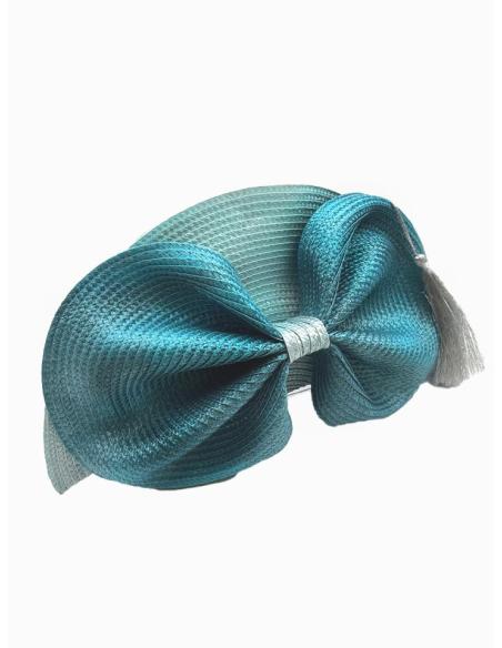 BOLSOS AZULES ABANICO LAZO RAFIA DE BODA | BOLSOS INVITADA