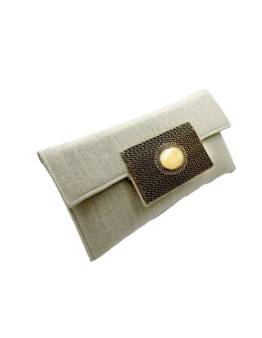 BOLSOS BODA BEIGE ROTO CARTERAS CON CIERRE JOYA | COMPLEMENTOS INVITADA