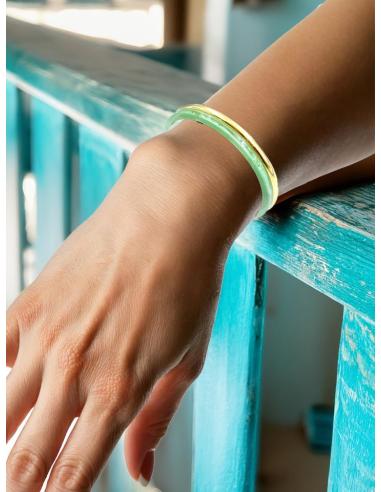 PULSERAS MUJER DORADAS Y VERDES AGUA | JOYAS MUJER ACERO