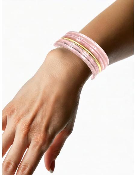 PULSERAS MUJER ROSAS Y DORADAS AROS SEMANARIO | ACCESORIOS MODA