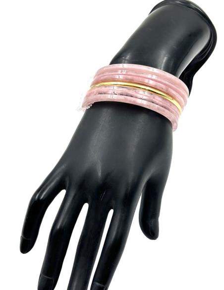 PULSERAS MUJER ROSAS Y DORADAS AROS SEMANARIO | ACCESORIOS MODA