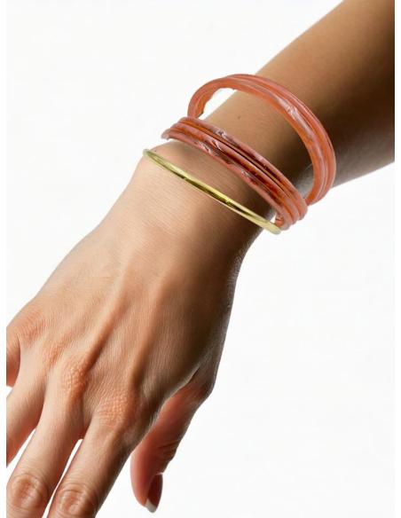 PULSERAS MUJER CORALES Y DORADAS AROS SEMANARIO | ACCESORIOS MODA