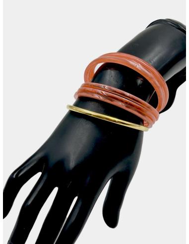 PULSERAS MUJER CORALES Y DORADAS AROS SEMANARIO | ACCESORIOS MODA