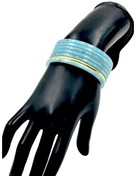PULSERAS MUJER AZULES CLARO Y DORADAS SEMANARIO | ACCESORIOS MODA