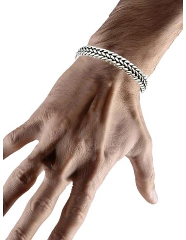 PULSERAS HOMBRE DE ACERO DIBUJO TRENZA DOBLE | COMPLEMENTOS HOMBRE